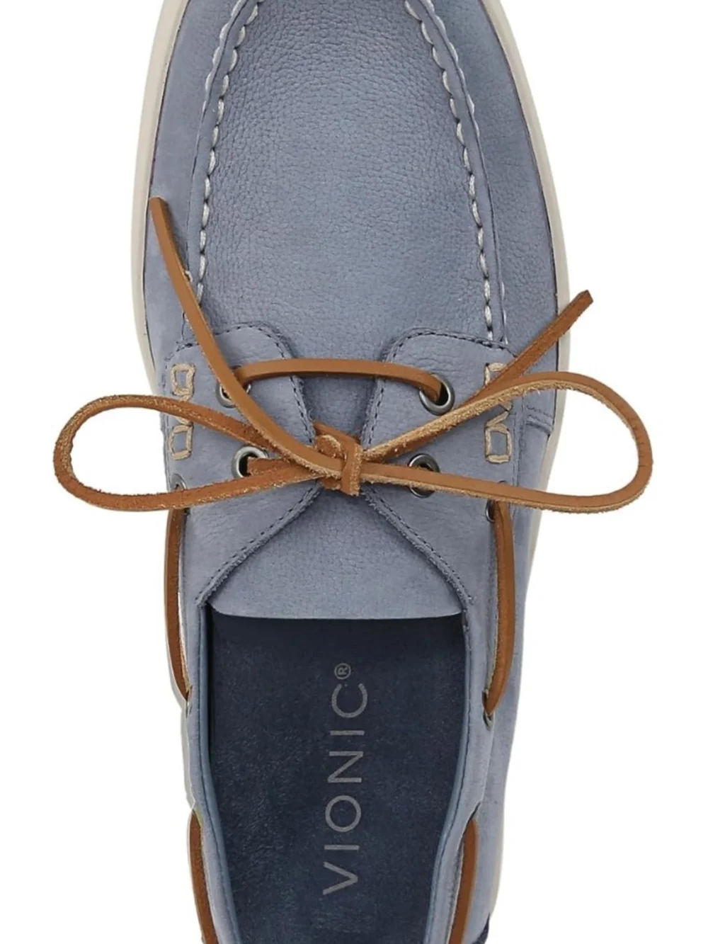 NIB Vionic Men's Uptown Boat Shoe Size 7 Blue Nubuck Leather Orthotic Loafers